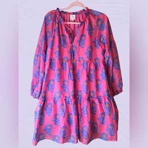 NWOT J. Marie Womens Dress M Piper Pink‎ Purple Tier Peasant Boho